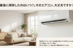 「最後に掃除したのはいつ？」という問いかけと共に、清潔で落ち着いたリビングルームの風景。