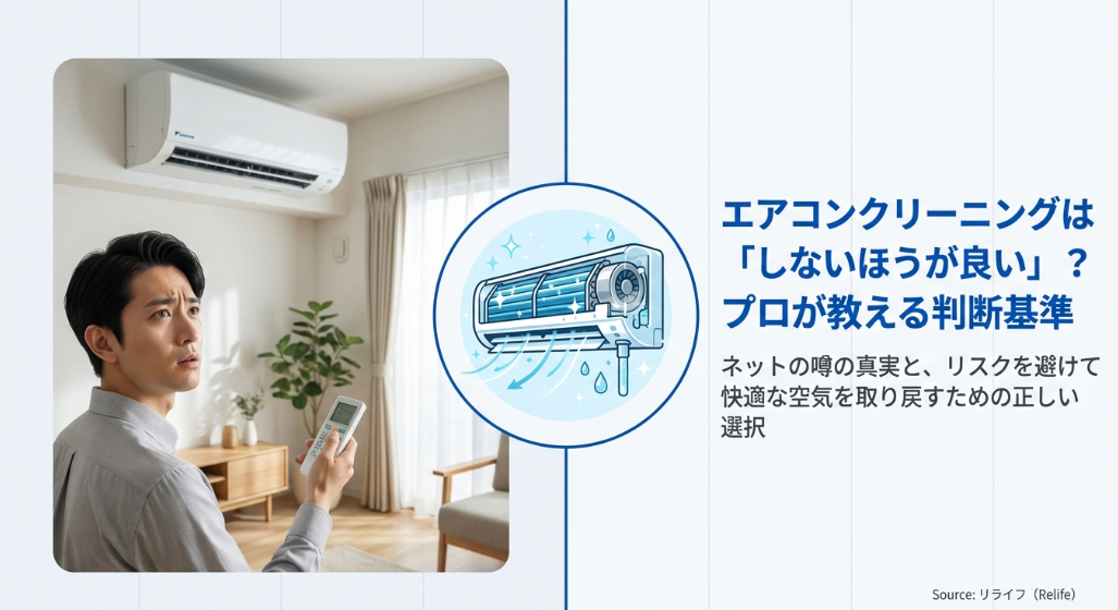 エアコンクリーニングをしないほうが良い?プロが教える判断基準の表紙スライド。ネットの噂の真実と正しい選択について
