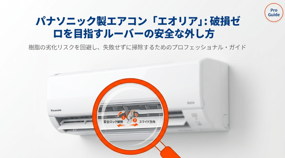 パナソニック製エアコン「エオリア」のルーバーを破損させずに外すためのプロ用ガイド表紙